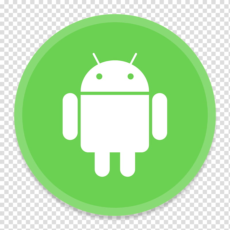 Button UI App One, green Android icon transparent background.
