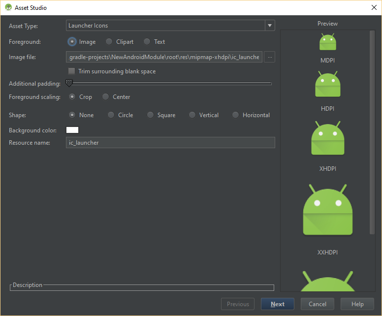 android studio logo size