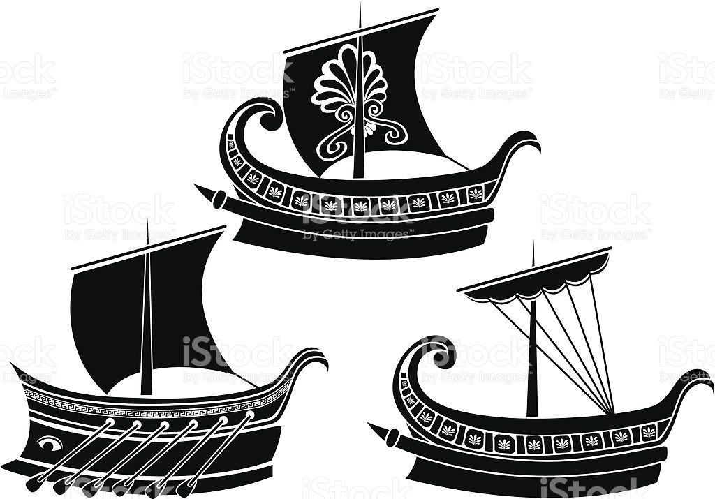 Ancient Greek ship set stencil second variant in 2019.