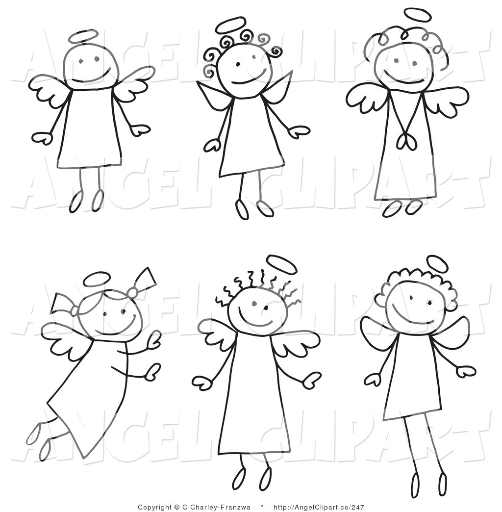 Royalty Free Stock Angel Designs of Stick Figures.