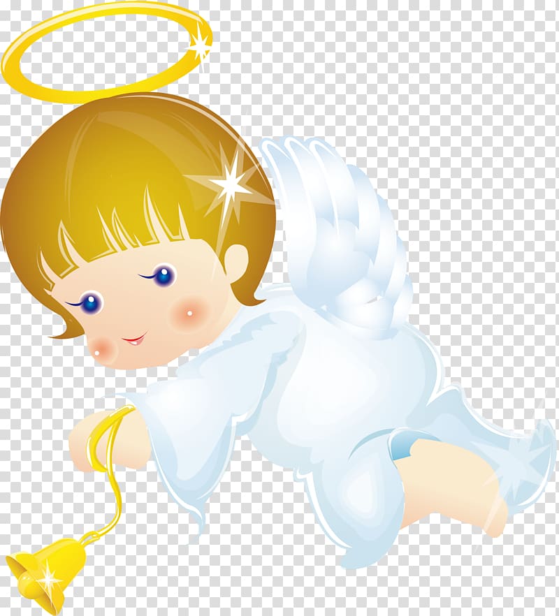 Angel holding bell illustration, Angel , Beautiful little.
