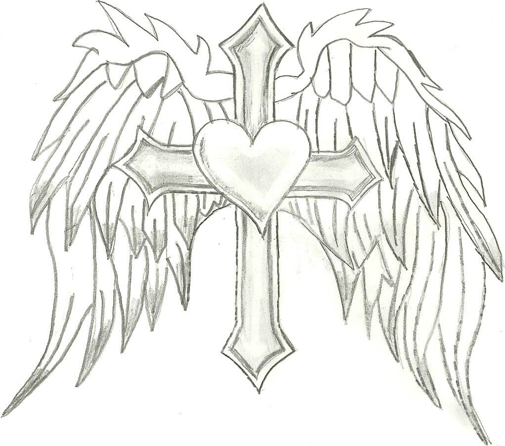 Angel Wings With Cross Clipart.