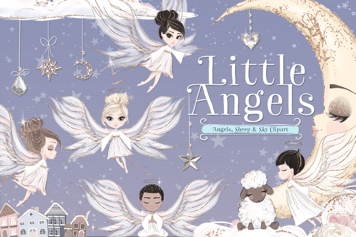 Little Angels Illustration Clipart Kit.
