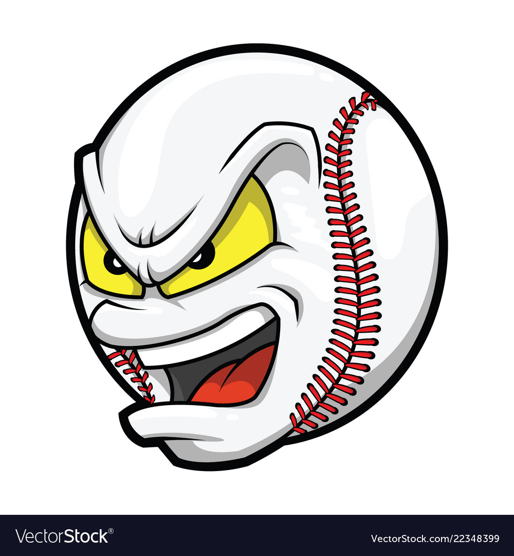 Cartoon baseball angry face.