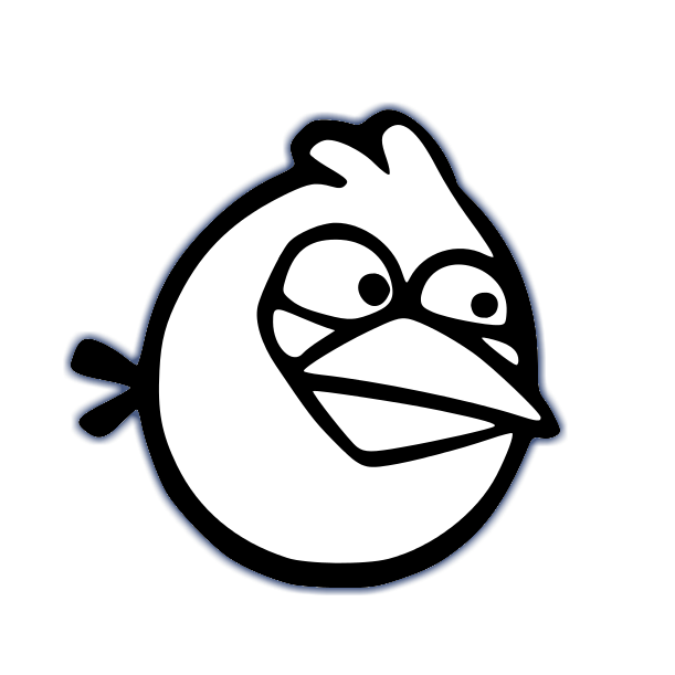 Blue Bird Angry Birds Characters In Black And White Color.