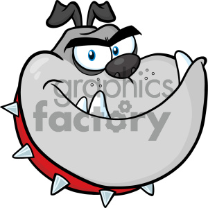 Clipart Illustration Angry Bulldog Dog Head Cartoon Mascot Character Gray  Color Vector Illustration Isolated On White Background clipart.  Royalty.