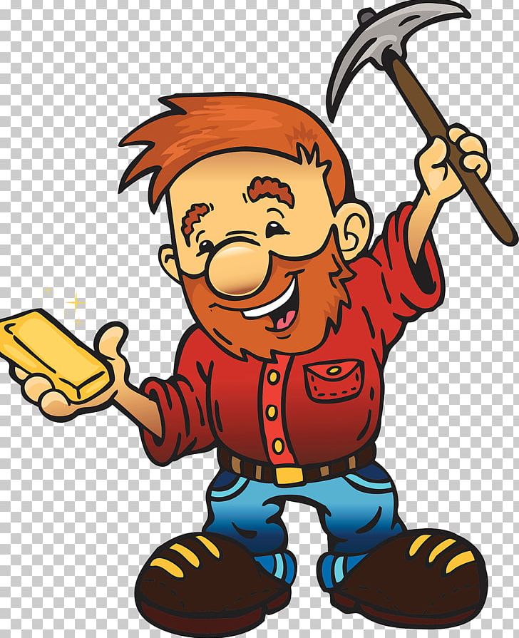 California Gold Rush Gold Miner 8bit Gold Mining Cartoon PNG.