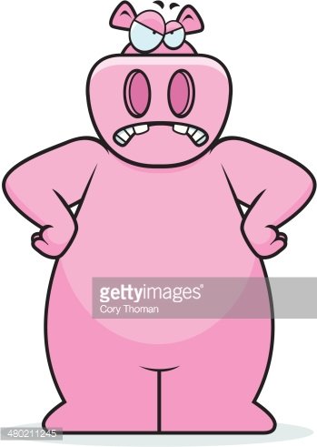 Angry Hippo Clipart Image.