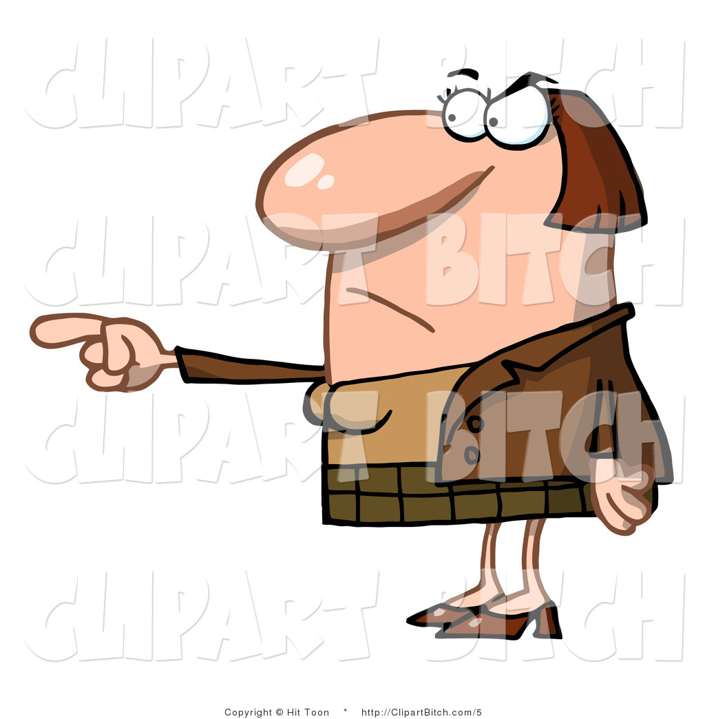 Clip Art of a Mad Teacher Pointing by Hit Toon.