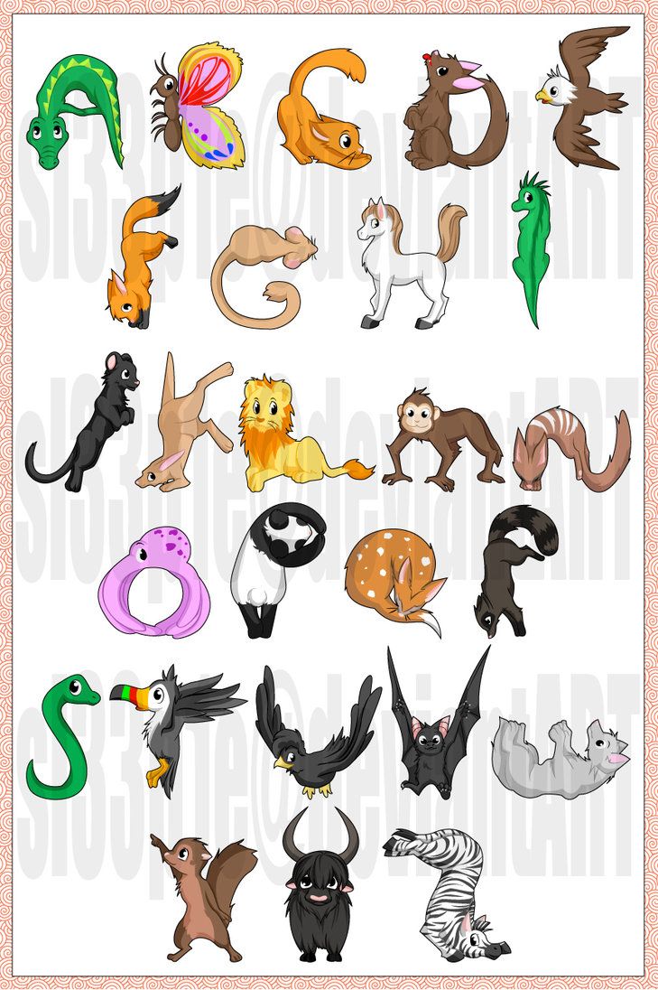 Animal alphabet. The name of each animal starts with the letter that.