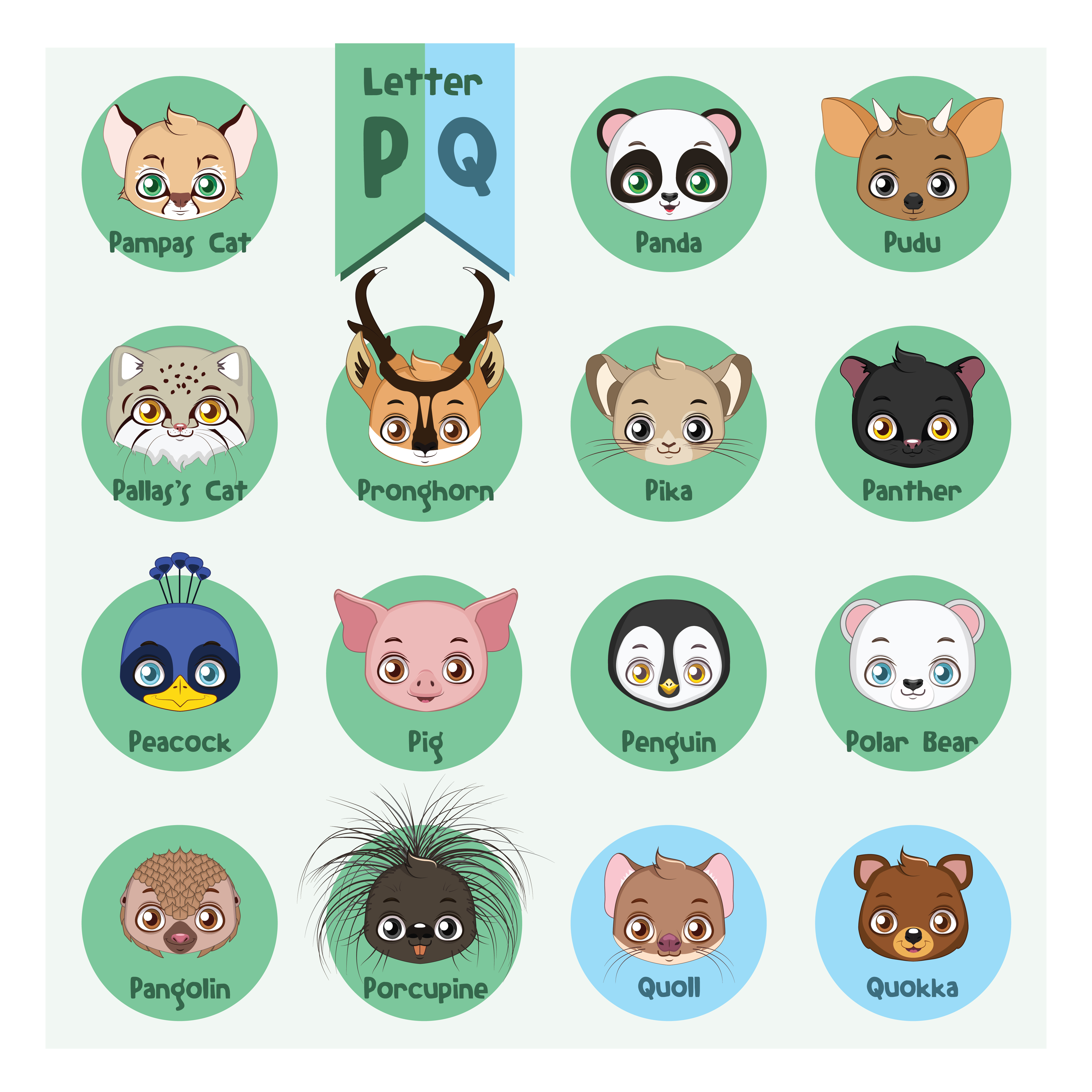 Animal portrait alphabet.