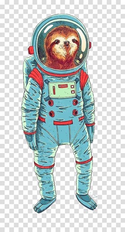 Brown animal astronaut illustration, Sloth Astronaut.