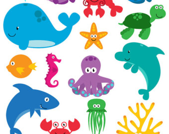 Sea animals clip art.