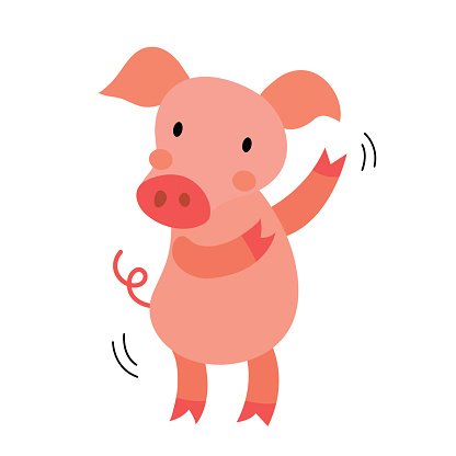 Dancing Pig animal cartoon character vector illustration.