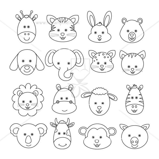 animal faces clipart black and white 20 free Cliparts | Download images ...