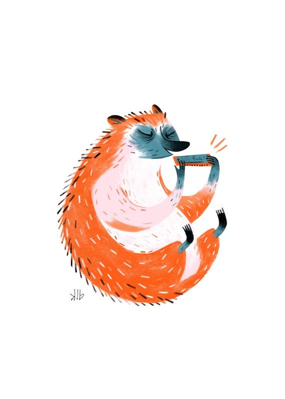 8x10 Hedgehog Playing Harmonica Art Print.