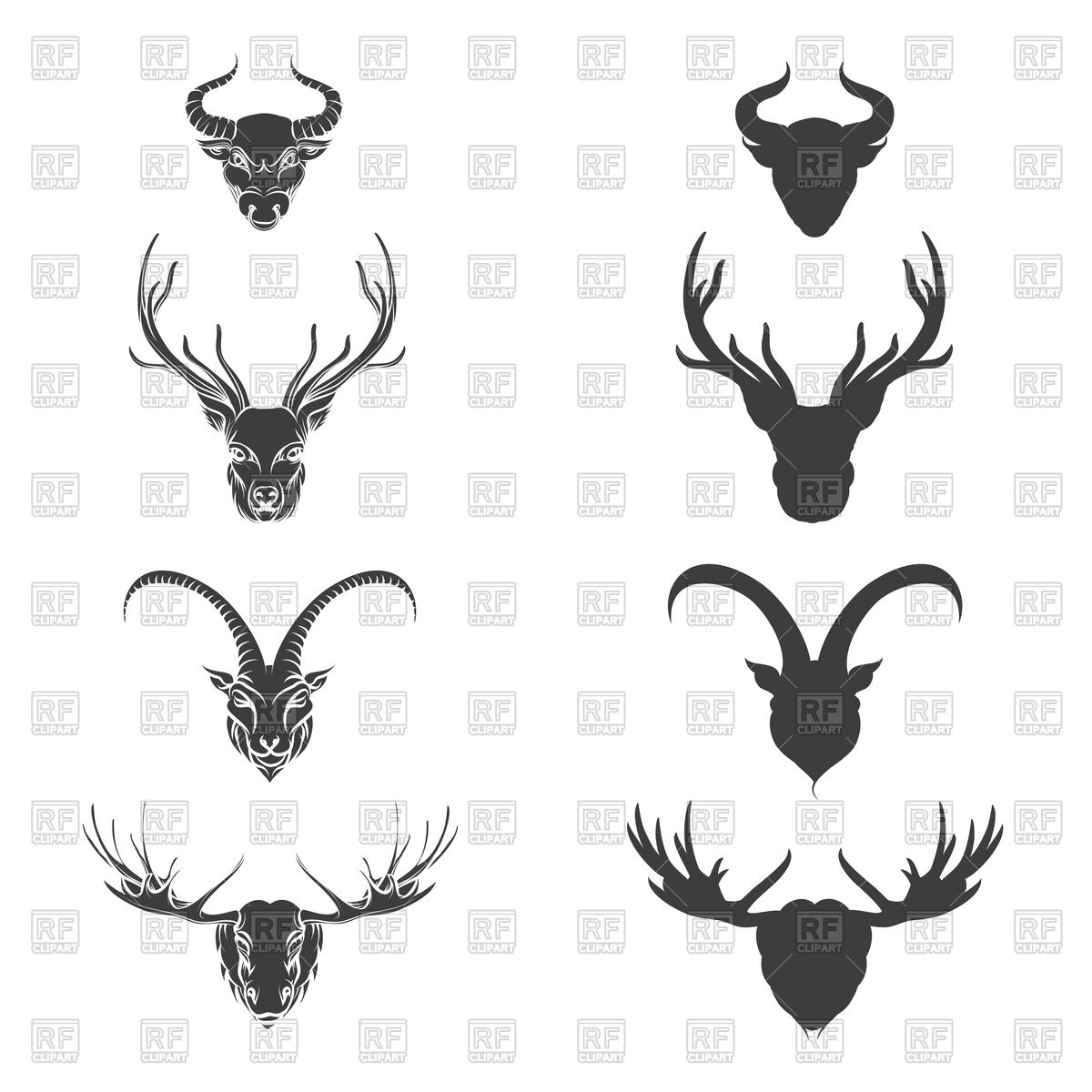 Animals head silhouette Stock Vector Image.