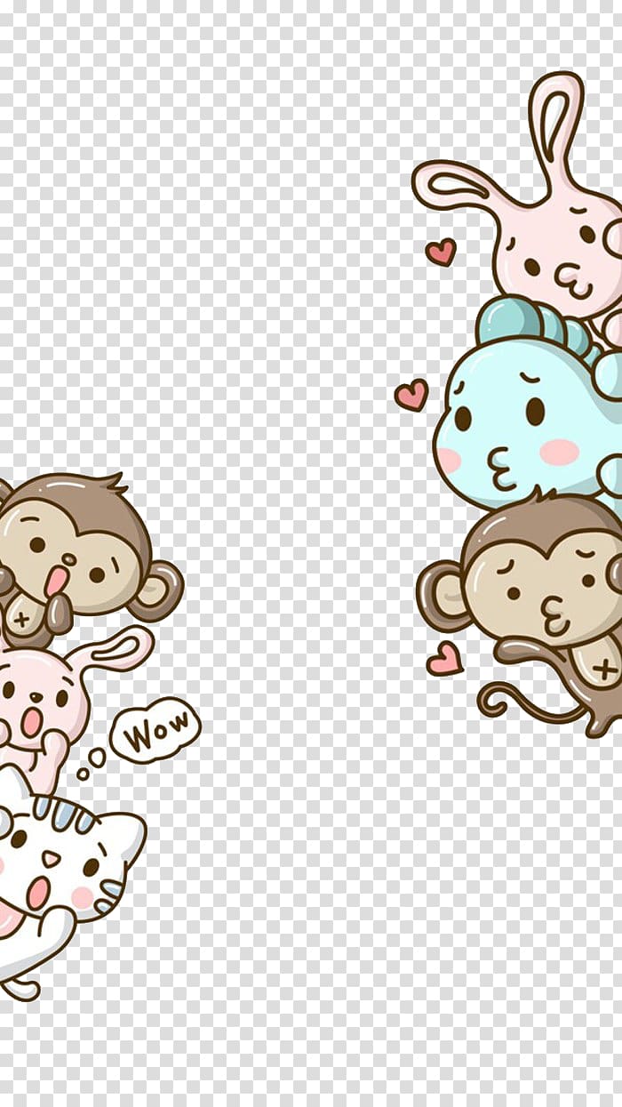 Assorted animal , Monkey Hello Kitty Cartoon Cuteness.