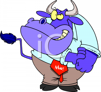 Cartoon Clipart Picture Of An Angry Bull Wearing A Suit.