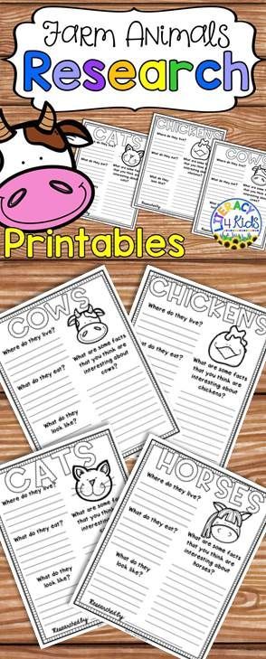 Farm Animals Research Project Templates for Grades 1.