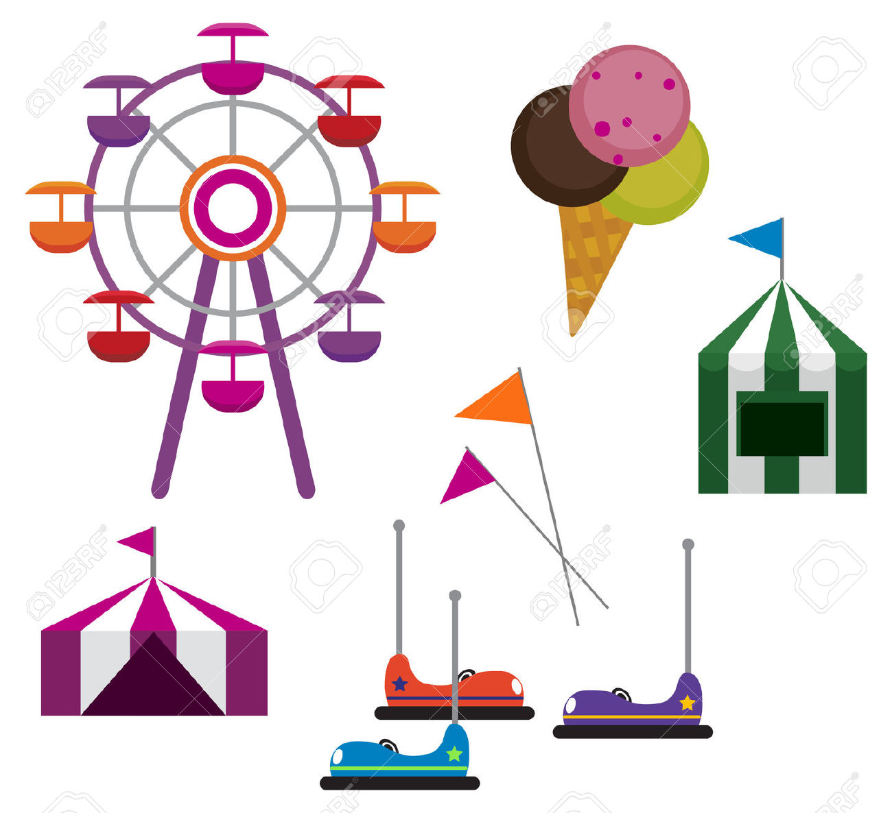 Animal Ride In An Amusement Park Clipart.