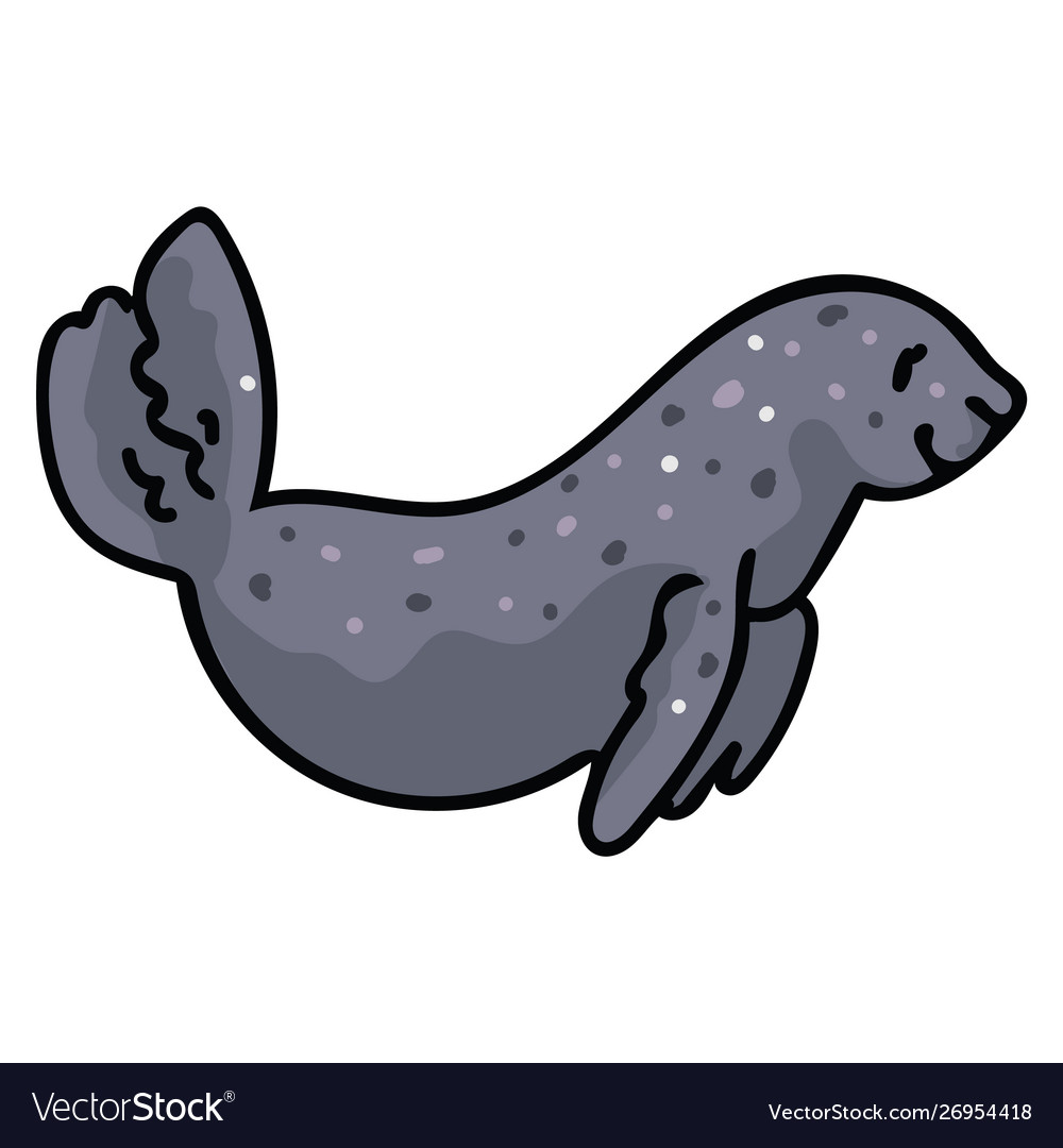 Cute swimming seal ocean animal life clipart.