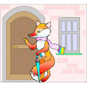 Fox Knocking at Door clipart, cliparts of Fox Knocking at.