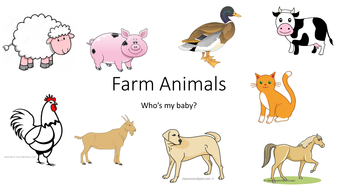 On the Farm resources for teaching about farm animals, their young and the  sounds they make.