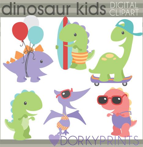 Summer Fun Dino Animals Clipart.
