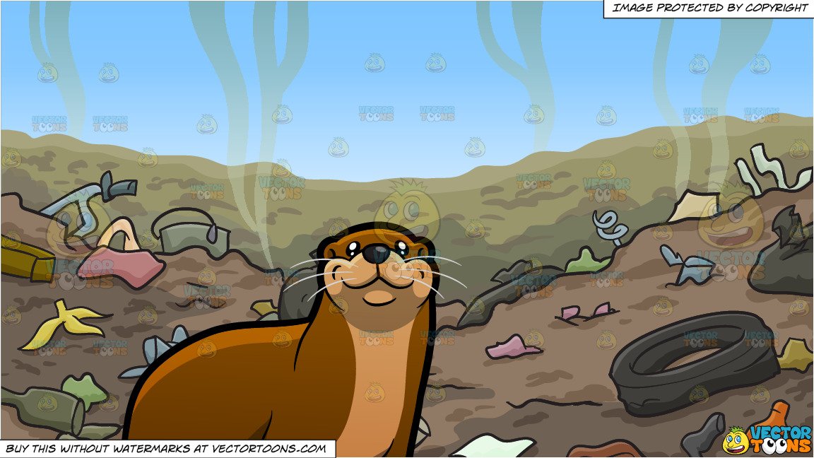 An Otter and Garbage Dump Background.