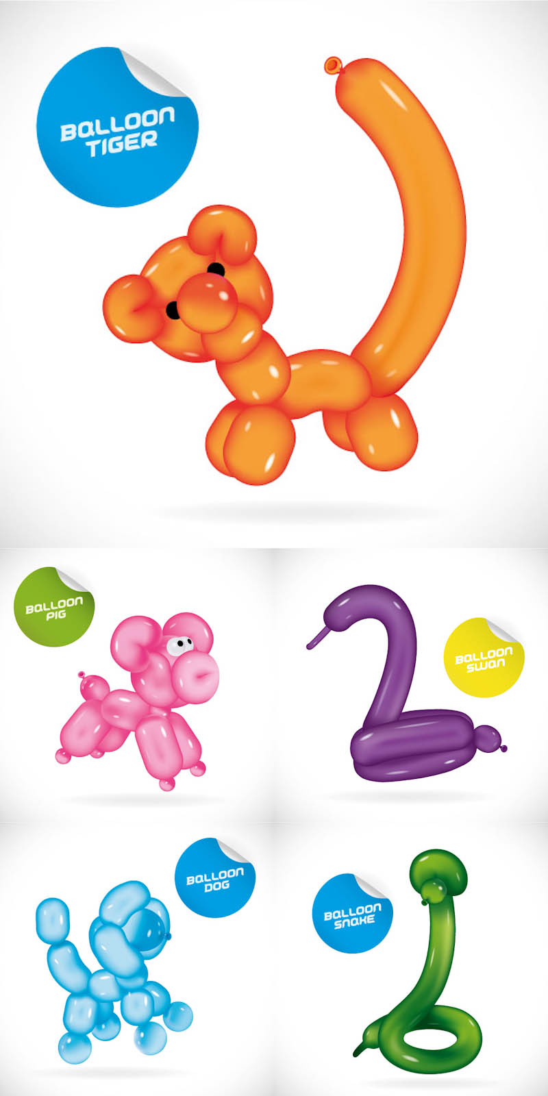 Balloon animals vector.
