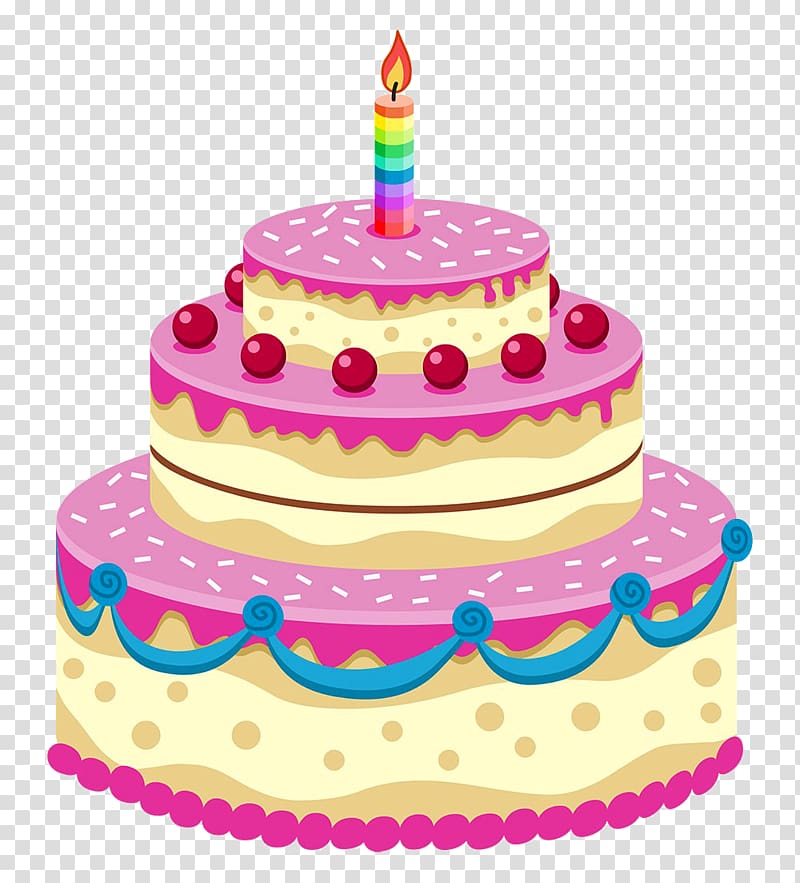 tier yellow and pink birthday cake illustration, Birthday.