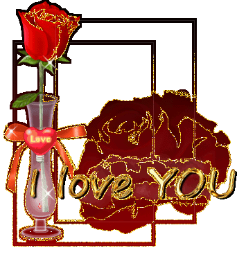 Love You Rose Glitter Animated Graphics.