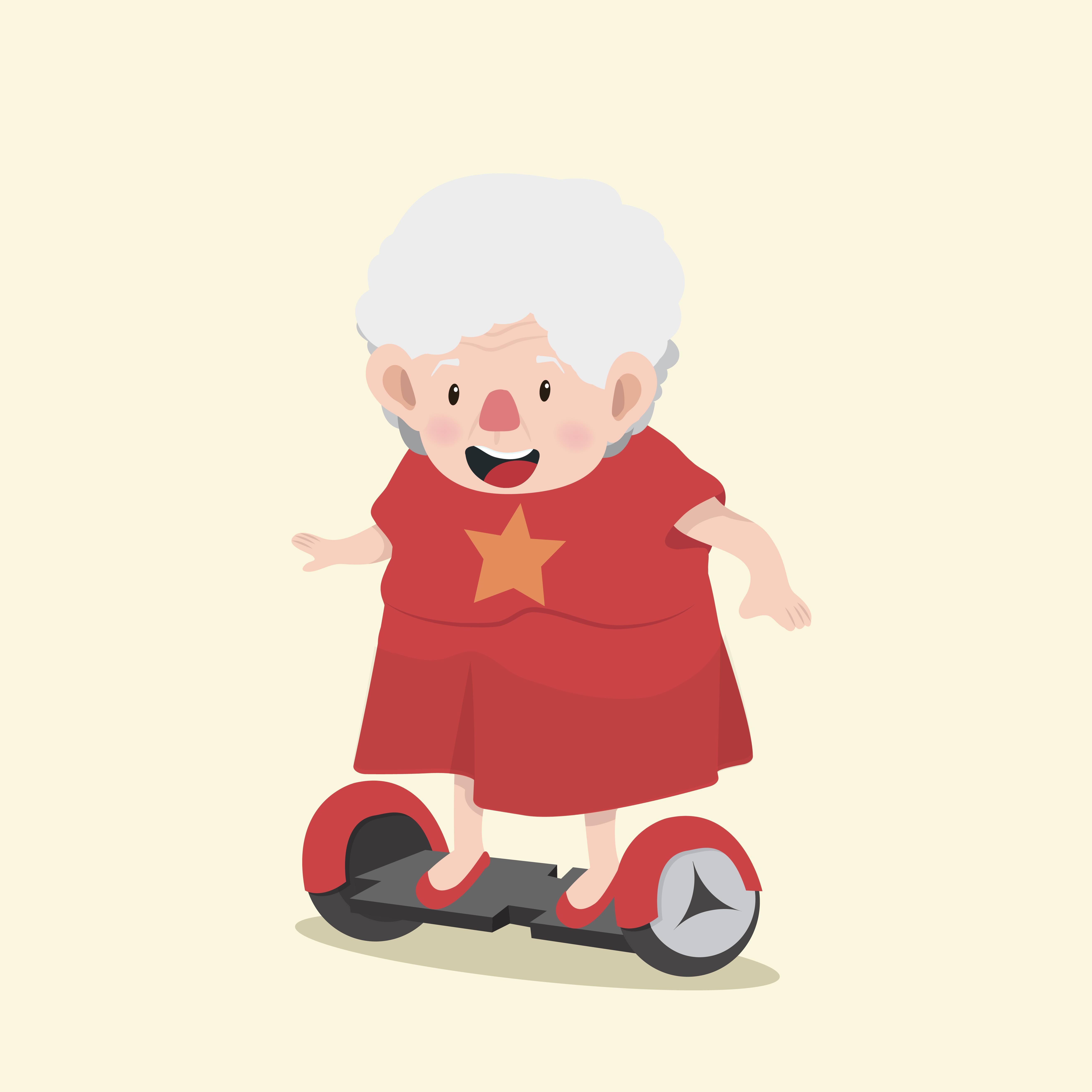 Happy old woman with electric scooter.