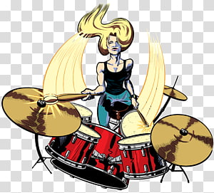 Drummer Animated film Female , drum transparent background.