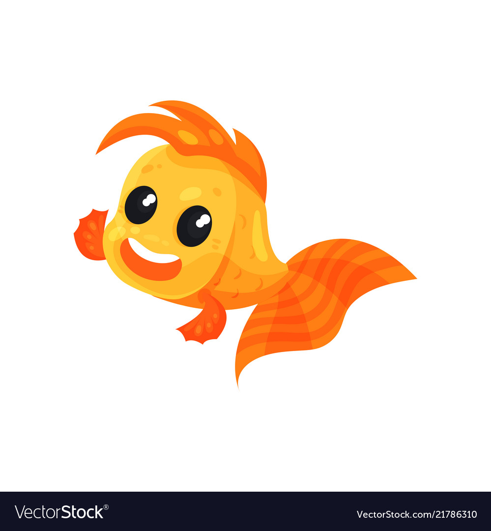 Cute smiling goldfish funny fish cartoon.
