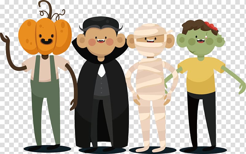 Cartoon Illustration, Halloween night transparent background.