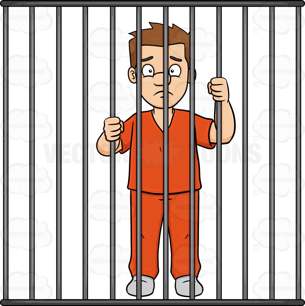 Cartoon Man In Jail Clipart.