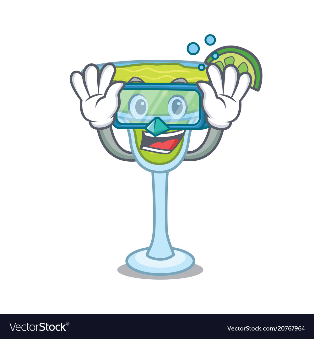 Diving margarita character cartoon style.