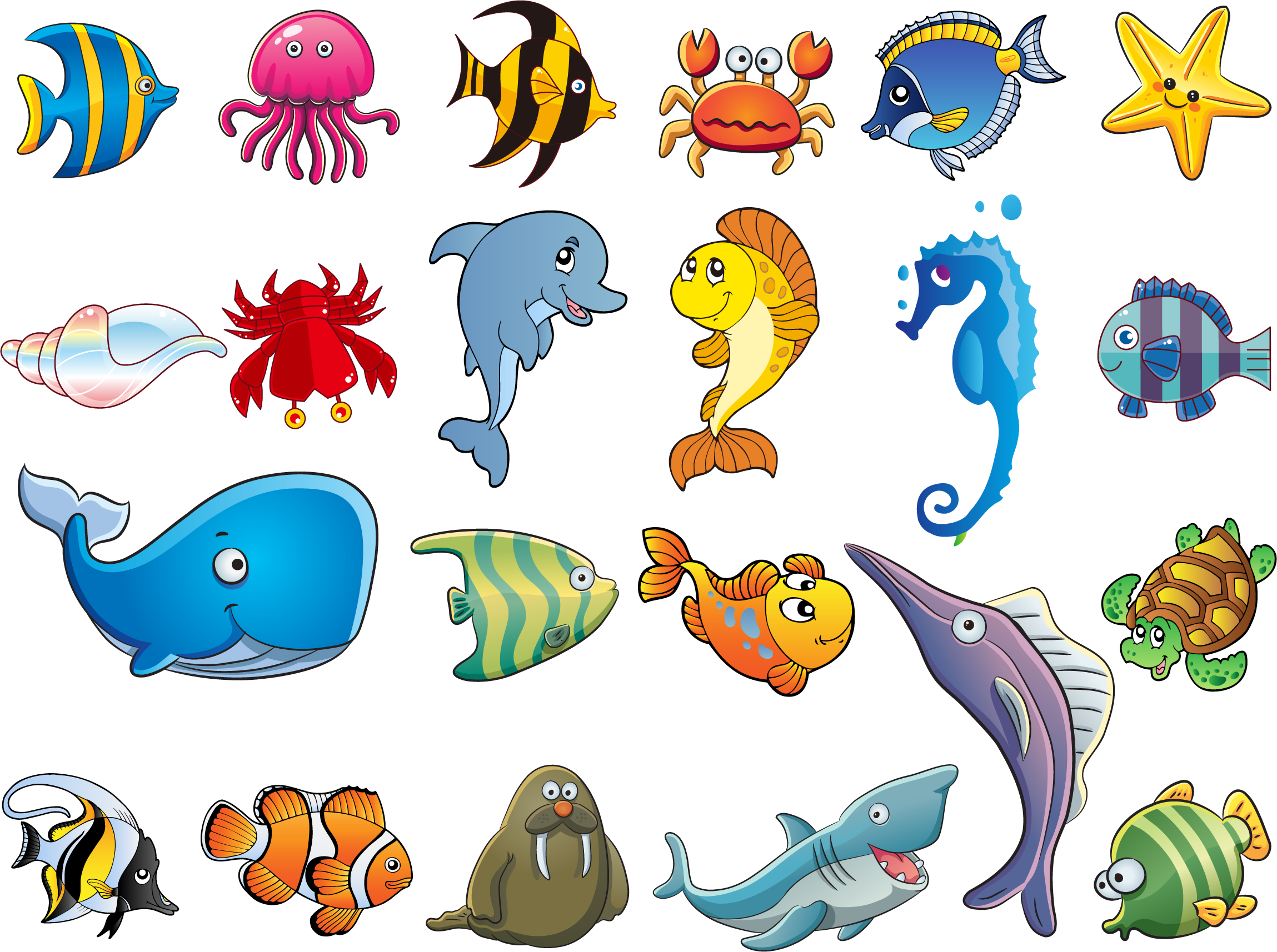 Printable Sea Creatures Clipart - Printable Word Searches