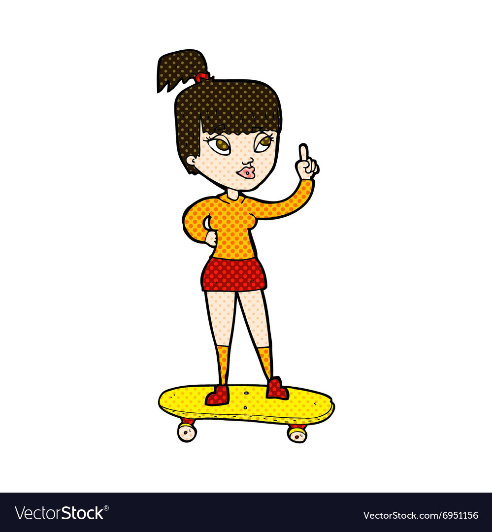 Comic cartoon skater girl.