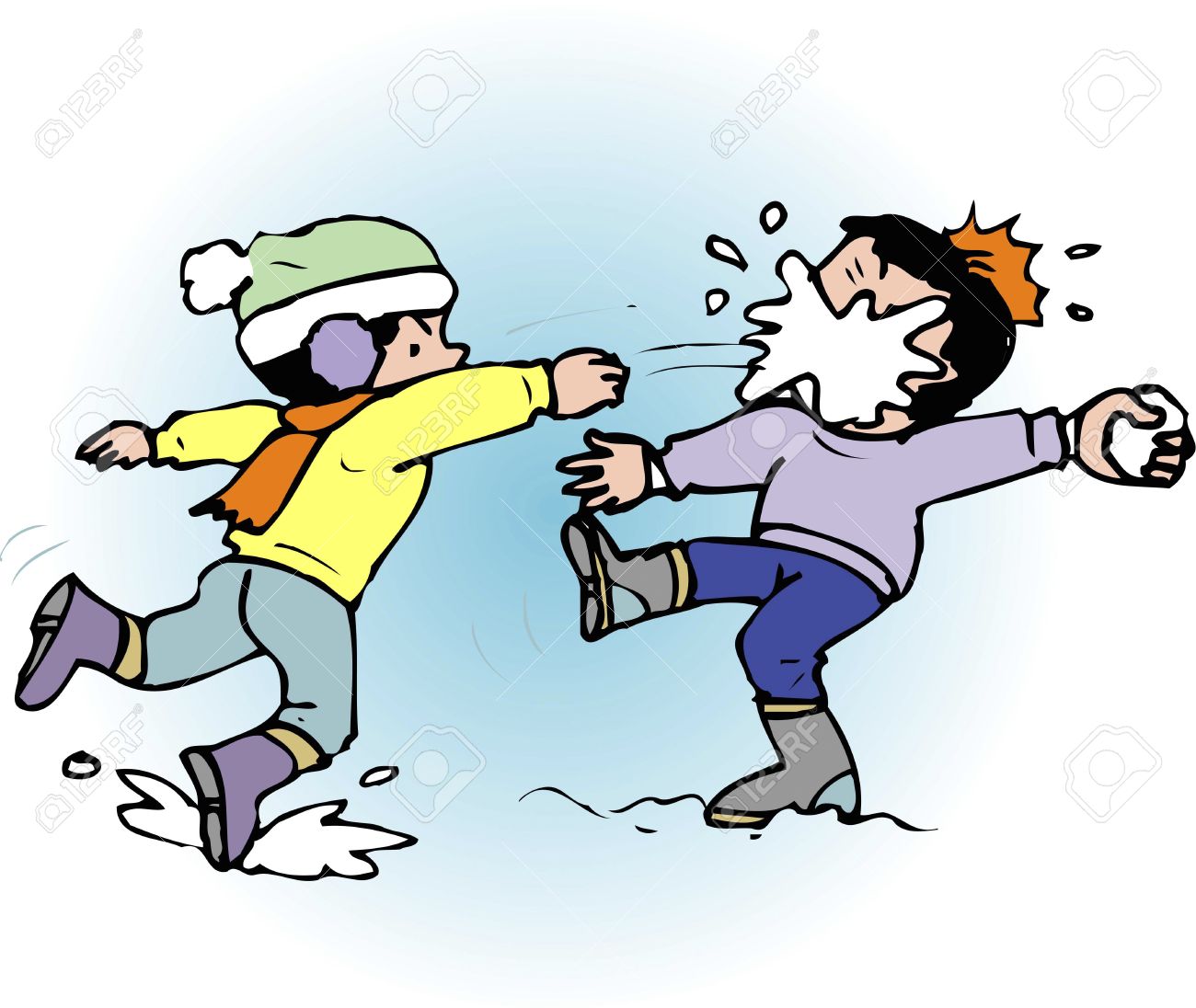 Snowball fight clipart free.