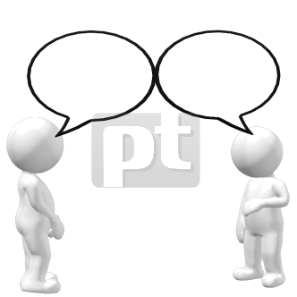 Two People with Speech Bubbles Talking Animated Clipart.