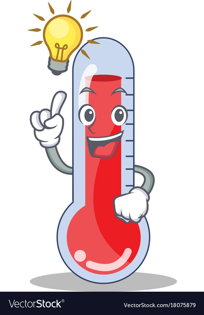 Have an idea thermometer character cartoon.