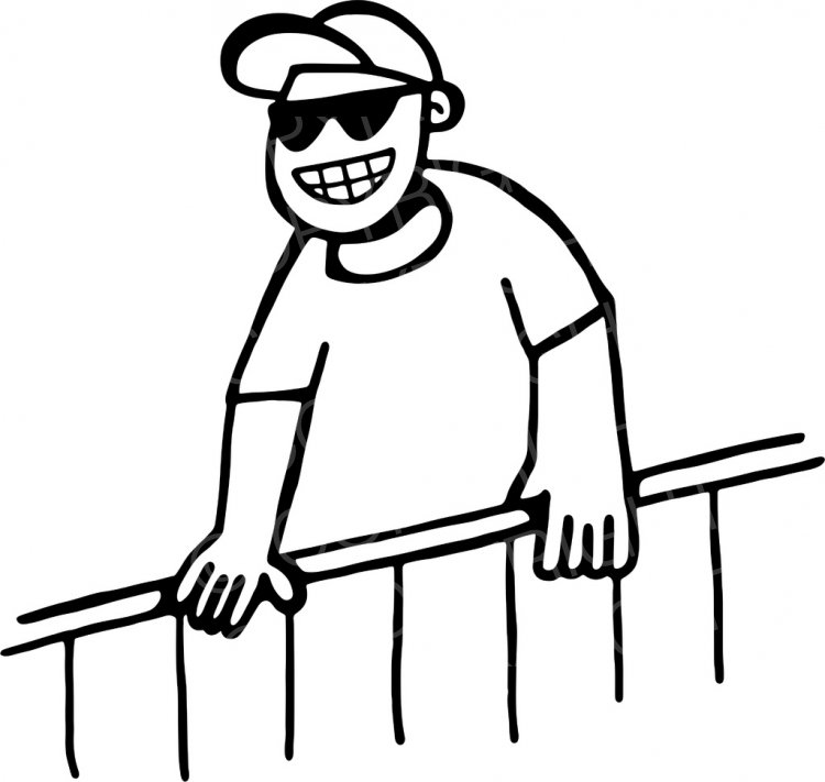 Black & White Line Drawing of an Annoying Boy Prawny Clip.