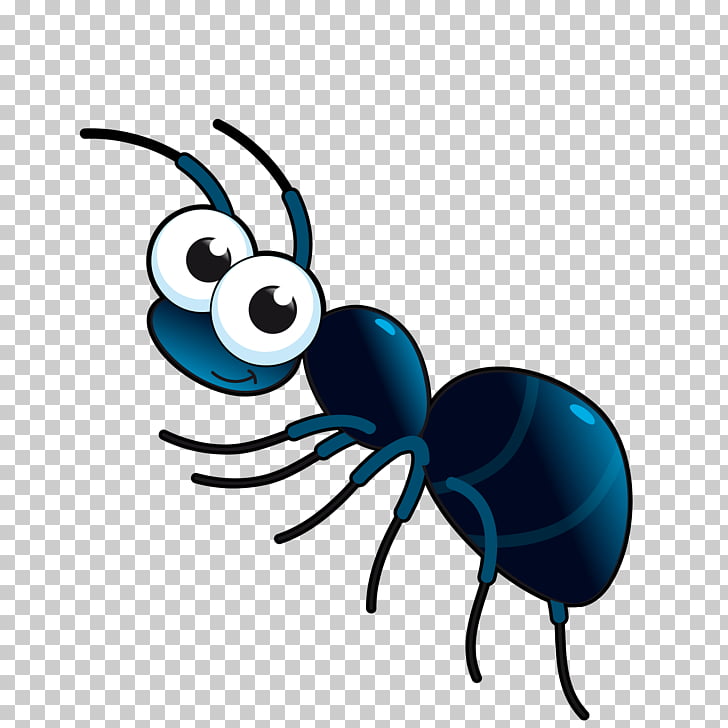 Ant Cartoon , cute cartoon ant, black and blue ant.