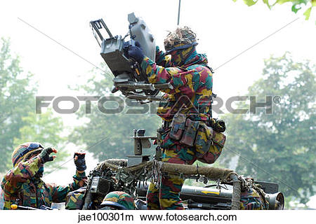 Stock Photo of Belgian soldiers setting up the Milan guided anti.