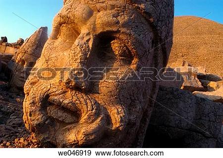 Stock Photograph of Colossal heads of Zeus and Antiochus I at the.