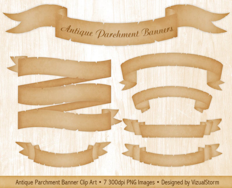 Parchment Banner Clipart Parchment Ribbons Vintage Scroll Banners Digital  Banner Antique Banner Graphics Beige Parchment Scrapbooking Banner.