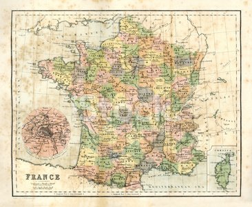 Antique Map of France premium clipart.